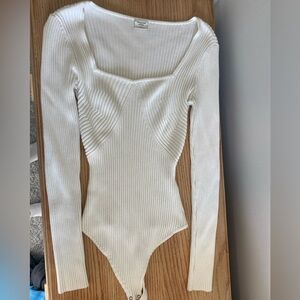 Abercrombie White Ribbed Bodysuit size Small